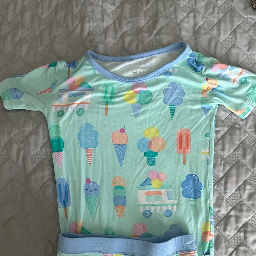 Little Sleepies Blue and Green Pajama Set - Picture 3 of 4